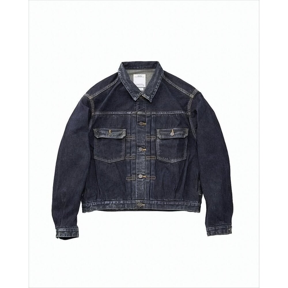 VISVIM Structured Indigo Denim Jacket with Button-Up Front